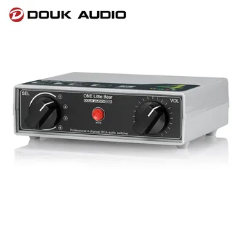 Douk Audio Mini 4 Kanalų Analoginis Audio Switcher su Vieno mygtuko Mute Volume Control RCA Stereo Splitter Lauke Passive Preamp