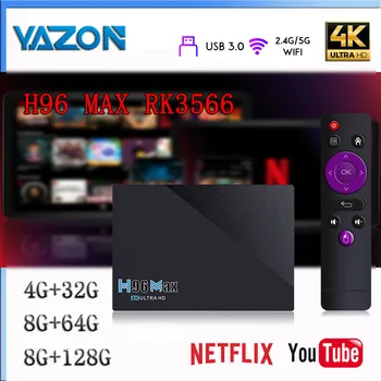 YAZON 2023 H96 Max RK3566 Android 11 RK3566 DDR4 RAM 8G Tv Box USB3.0 2.4 G /5G Dual Wifi 1000M HDR10 Media Player 4K Set Top Box