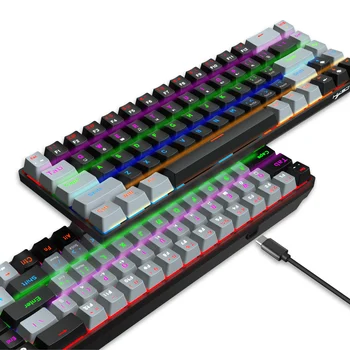Naujų Mechaninė Klaviatūra V800 68 Mygtukai RGB Apšvietimas Žaidimų Klaviatūra Mėlyna/Raudona Veleno Ne Konflikto Klaviatūra PC Sąsiuvinis