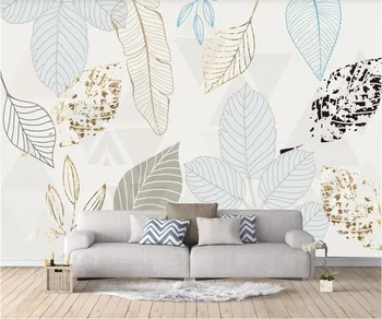 Individualizuotos fono paveikslėlį 3D šiuolaikinės paprastas rankų dažytos lapai abstrakčiai retro Šiaurės patalpų fone, sienos popieriaus namų dekoro