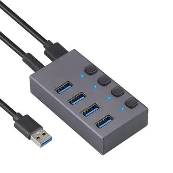 USB3.0 Hub Aliuminio Lydinio 4-in-1 Daugiafunkcinis Hub Nepriklausomų Jungiklio, Kištuko Didelės Spartos Duomenų Perdavimo Multi Adapteris, Splitter