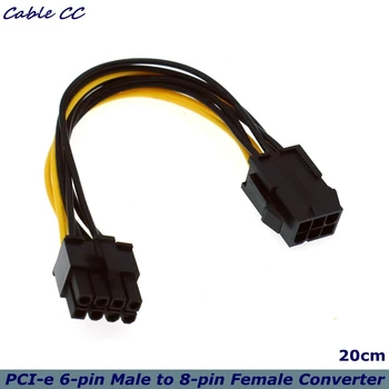 0,2 M 6Pin PCIE su 8pin Adapteris, PCI-e 6-pin Male 8-pin Female Konverteris PCI Express 8pin varomas GPU Vaizdo plokštė