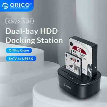 ORICO Dual Bay HDD Docking Station su Autonomine Klonas USB 3.0 prie SATA 3.0 Išorinis Kietasis Diskas, Jungiamojo už 3.5/2.5 HDD SSD PC