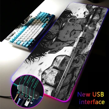 Anime Ataka Titan RGB Žaidimų XXL Dydžio Pelės Mygtukai LED 4-Port Levi Kilimėlis USB Hub Žaidimų Kompiuteris KOMPIUTERIO Pelės Kilimėlis Csgo