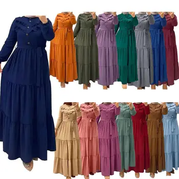 2023 Moterų Musulmonų Kukli Suknelė Dubajus Abaja Ilgai Marškinėliai Kaftan Islamas Drabužių Maxi Suknelės Vestidos Skraiste, Artimųjų Rytų Drabužiai