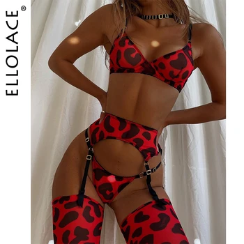 Ellolace Leopard Bauda Lingerie Su Gyvulių Sexy Porno Apatiniai Moterų Kūno Necenzūruotos Vaizdo Prabangių Nėrinių Liemenėlės Dirželius Intymi