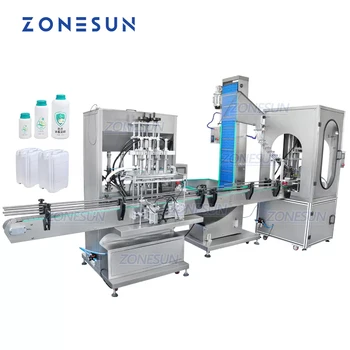 ZONESUN ZS-FAL180X2 Automatinė F-stilius Butelis Pramoninių Žaliavų Servo Pildymo ir Ribojimo Mašina Su Bžūp Finansuojančiojo